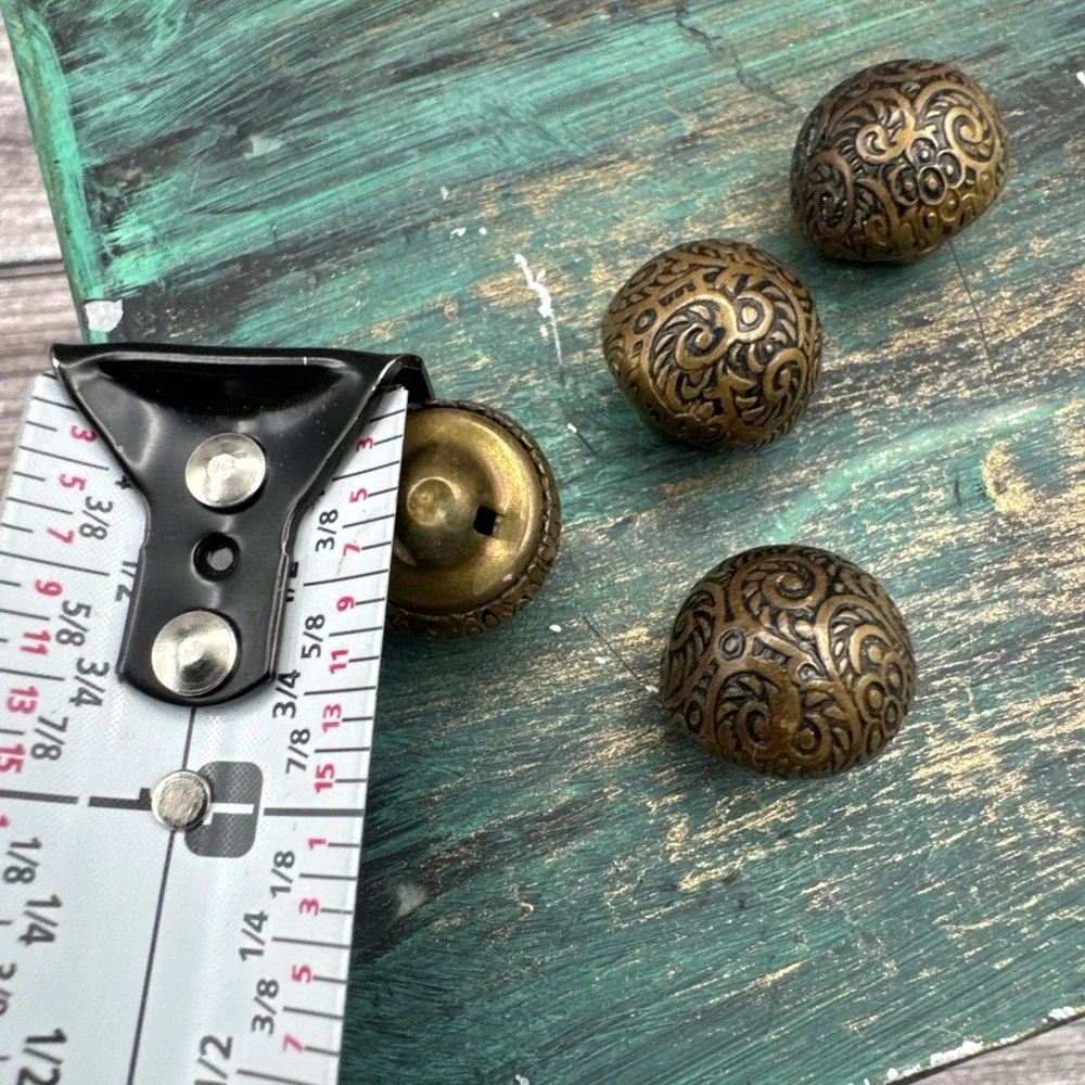 Vintage Brass 1940's Round Ball Buttons Lot of 4 Rare Designs  Sewing Crafting